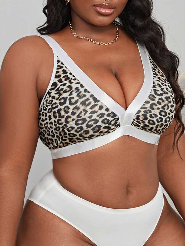 Plus Bralette cu imprimeu leopard
