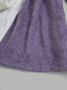 SHEIN Tween Girl Two Tone Flannel Dress Without Belt - Mauve Purple - View 5