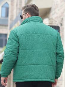 Manfinity Homme Áo khoác đệm rộng rãi có khóa kéo cỡ lớn cho nam - màu xanh lá - Xem 2