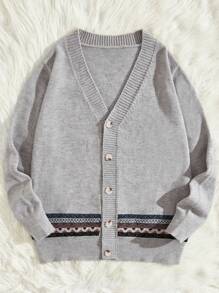 Manfinity RebelGame 男士幾何圖案開襟衫 - 彩色 - 查看 3