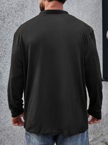 Manfinity Homme Nam Plus Nút Nửa Áo polo - màu đen - Xem 2