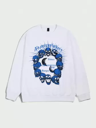 Street Life Guys Skull & Slogan Graphic Sweatshirt