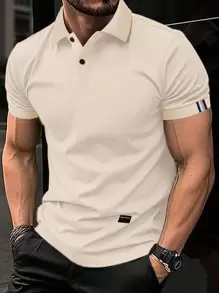 Manfinity Mode Men Contrast Trim Polo Shirt - Apricot - View 1