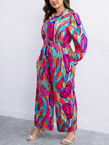 SHEIN LUNE Hơn In Toàn bộ quần ống rộng Áo liền quần - Nhiều màu - Xem 6