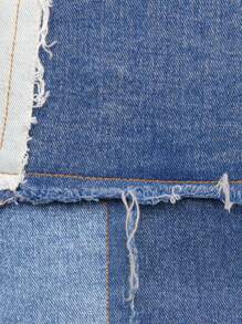 Denimoi 拼布磨边牛仔迷你裙 - 彩色 - 查看 7