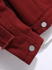 Manfinity Homme Nam Đồ họa Khẩu hiệu Túi có nắp Áo khoác denim Without Tee - Đỏ - Xem 7