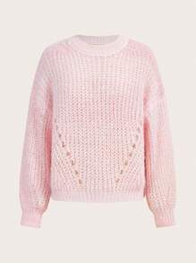 GENKIRA Solid Drop Shoulder Knit Pullover Fall Winter Sweater - Multicolor - View 1