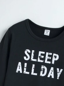 Tween Girl Letter Graphic Tee & Pants Snug Fit PJ Set - Multicolor - View 3