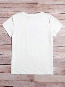 SHEIN Essnce Letter Graphic Tee - White - View 2