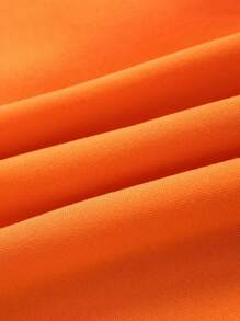 SHEIN Unity 大碼花卉和字母圖案加絨內裏運動衫 - 橘色 - 查看 6