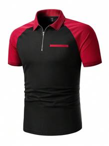 Manfinity Homme 男士拼色插肩袖 Polo 衫 - 彩色 - 查看 3