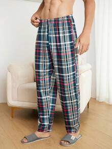 Men Plaid Print Sleep Pants - Multicolor - View 5