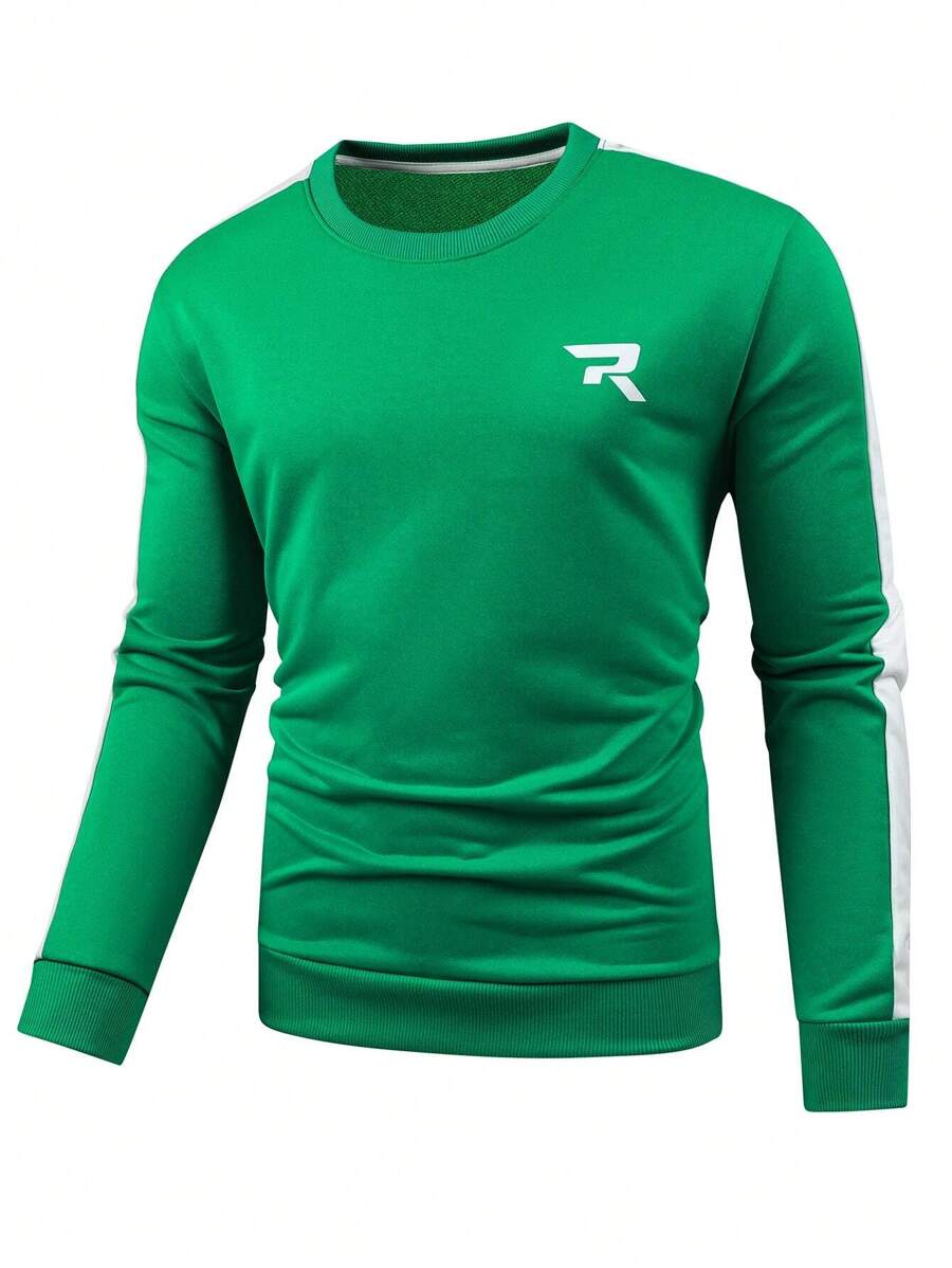 Manfinity Sport Corelite Men's Letter Printed Round Neck Sports Sweatshirt Men Sweatshirt - Green - View 1