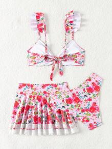 Conjunto de bikini floral, 3 piezas para playa de verano - Multicolor - Ver 2