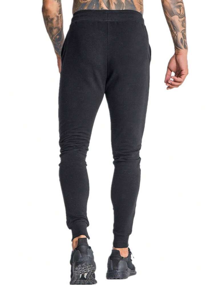 Men Drawstring Waist Sports Pants Sweat Pants