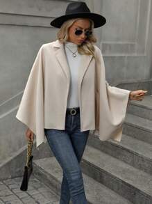 SHEIN LUNE Solid Lapel Neck Belted Overcoat - Apricot - View 6