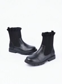 Girls' Flat Boots - Black - View 4