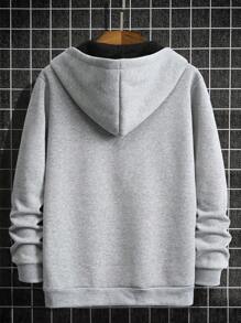Manfinity Homme Men 1pc Letter Graphic Kangaroo Pocket Zipper Front Hoodie