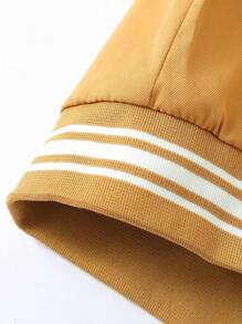 Manfinity Campus Court Men 1pc Letter Patched Colorblock Striped Trim Varsity Jacket - Yellow - View 5