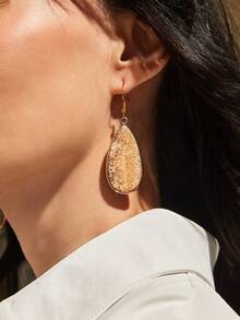 SHEIN VCAY Đá tự nhiên Hình giọt nước Vật rủ xuống Hoa tai - Nhiều màu - Xem 2