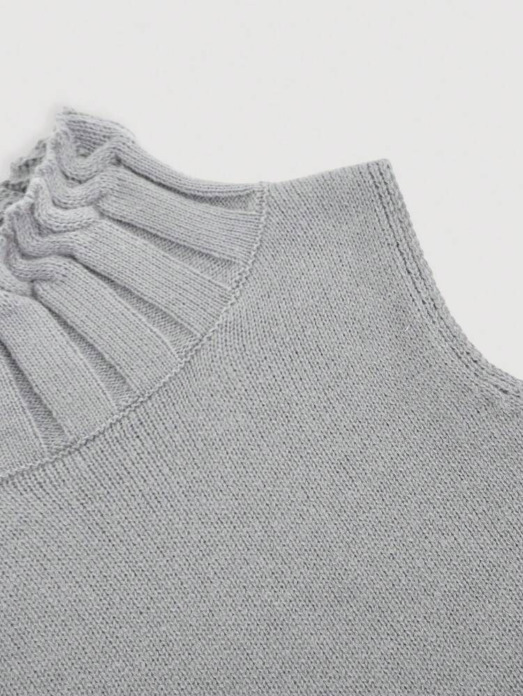 Solid High Neck Sweater Vest