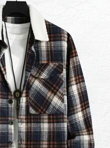 Manfinity Homme 男士格子翻領口袋前扣夾克 - 彩色 - 查看 3