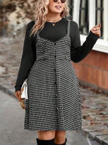 SHEIN LUNE Hơn In Toàn bộ Đầm Tổng thể Without Tee - màu đen - Xem 3