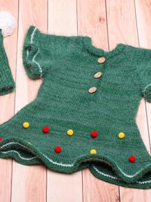 Đứa bé gái Pom Pom Knit ngọn & Mũ Bộ nhiếp ảnh - Nhiều màu - Xem 6