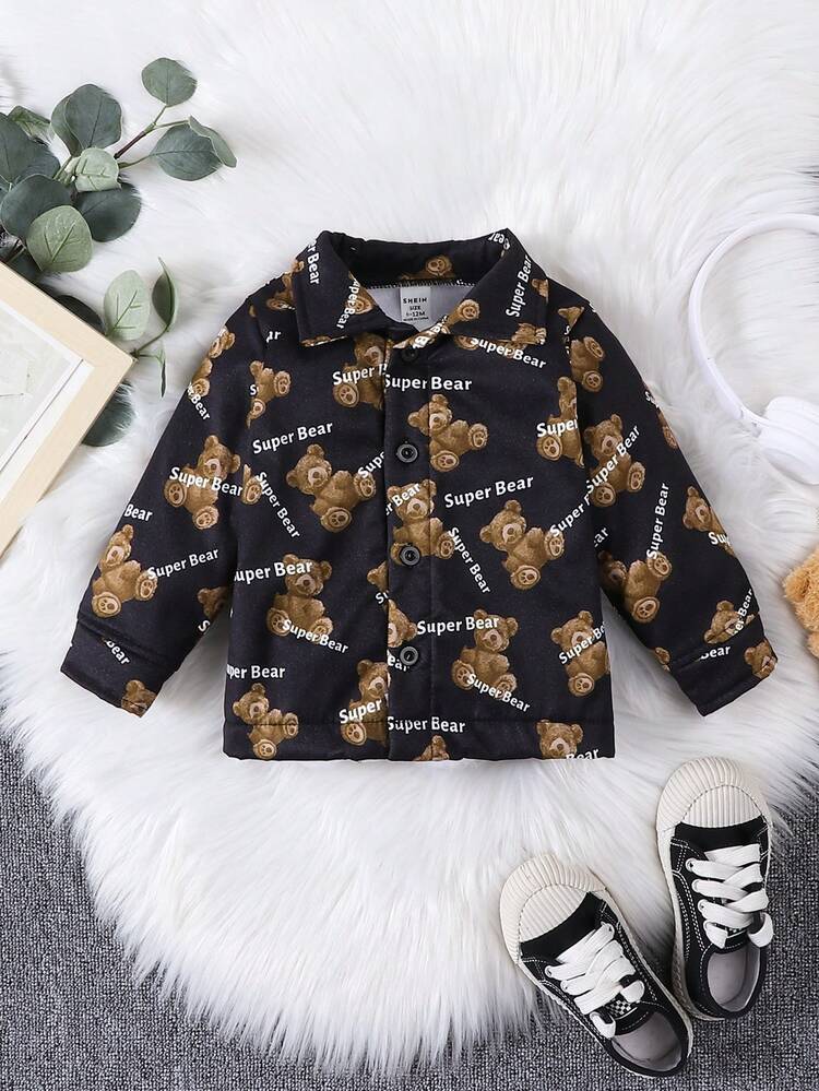 Baby Boy Bear & Letter Graphic Coat