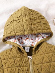 SHEIN Young Girl Bow Detail Dual Pocket Hooded Coat