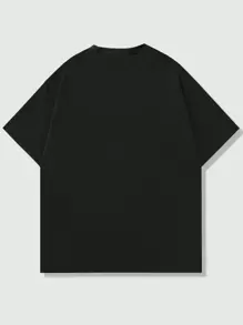 ROMWE MEN Street Life Men Letter & Figure Graphic Tee - Black - View 2