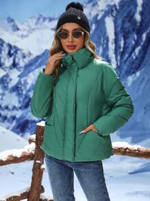 SHEIN Unity Zip Up Snap Button Down Coat Fall Cloth For Women