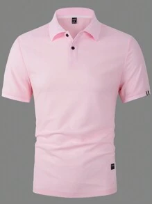 Manfinity Mode Men Patched Detail Polo Shirt - Pink - View 6