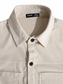 Manfinity Homme Men Dual Pocket Button Up Corduroy Jacket - Beige - View 4