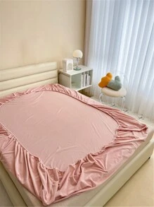 Sábana ajustada lisa, sábana ajustada rosa simple, para el dormitorio