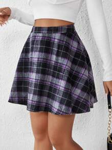 SHEIN Unity Falda amplia con estampado de cuadros - Multicolor - Ver 6