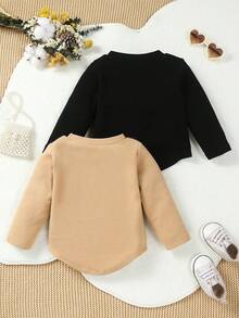 男嬰2入組字母補丁細節高低下擺T恤 - 彩色 - 查看 2