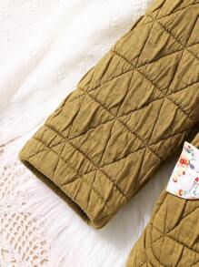 SHEIN Young Girl Bow Detail Dual Pocket Hooded Coat