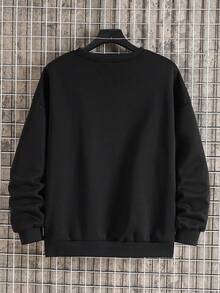 Nam Đồ họa Chữ cái Thả vai Áo nỉ - màu đen - Xem 2