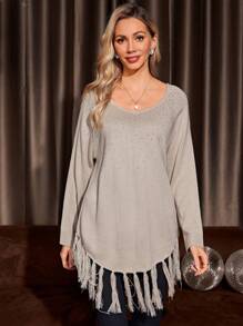 EMERY ROSE Pull À Strass À Franges Manches Raglan