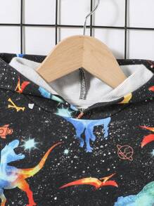 SHEIN 男婴卡通恐龙印花卫衣 - 黑色 - 查看 4