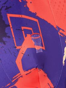 Men's Comfortable Basketball Pattern Boxer Briefs - Blue - View 3