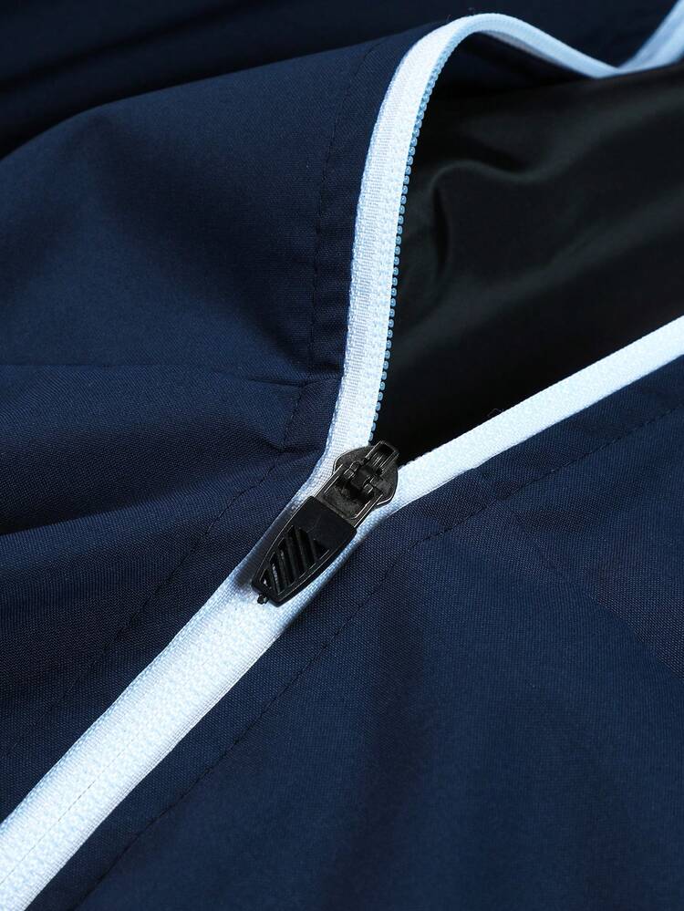 Manfinity Sport Corelite Áo khoác thể thao có họa tiết chữ cái dành cho nam - Màu xanh lam - Xem 4