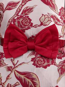 SHEIN Adolescent Fille Robe De Soirée Brodé Fleur À Nœud Papillon À Maille Pour Noël