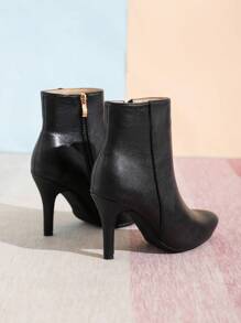 Timesize 秋冬黑色女士踝靴，时尚短靴，高跟靴，超高跟靴，冬靴，猫跟靴