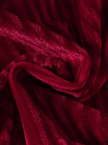 SHEIN Baby Girls' Knitted Ribbed Plush Comfortable Warm Jumpsuit + Stylish Hat, Autumn/Winter