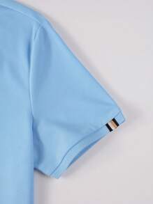 Manfinity Mode Men Letter Patched Detail Polo Shirt - Blue - View 4