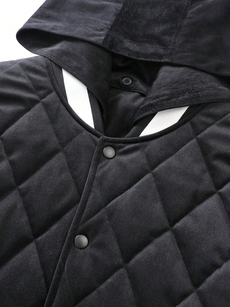Men's Plus Size Hooded Padded Coat , Corduroy