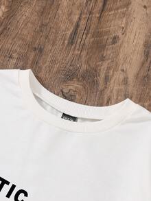 SHEIN Unity Slogan & Figure Graphic Drop Shoulder Sweatshirt - White - View 4