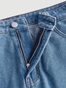 SHEIN MOD 女式工裝牛仔褲 - 淺色水洗藍 - 查看 3